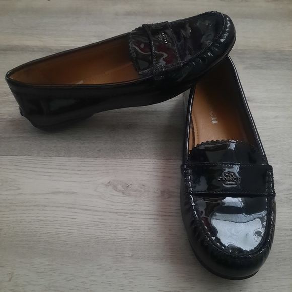 Coach Black Patent Leather Loafers - Picture 1 of 7